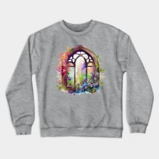 Rainbow Floral Church  Window Crewneck Sweatshirt